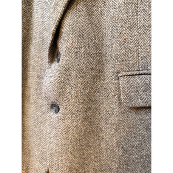 Haggar Imperial Mens Herringbone Gray Wool Blazer Sport Coat Jacket Made In USA - Picture 2 of 14